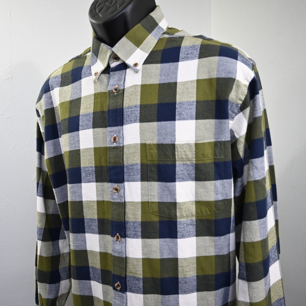 Southern Proper Flannel Dress Shirt Mens Large Plaid Traditional Fit Long Sleeve
